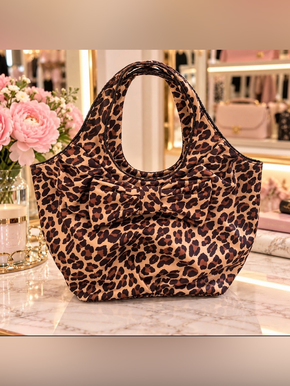 kate spade Leopard Print Bow Tote in Brown and Black